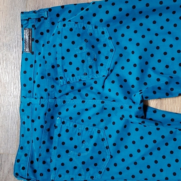 Adriano Goldschmied teal black polka-dot Stevie ankle soft corduroy jeans - Picture 8 of 8